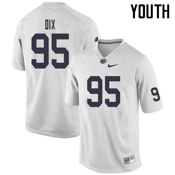Youth #95 Donnell Dix Penn State Nittany Lions College Football Jerseys Sale-White
